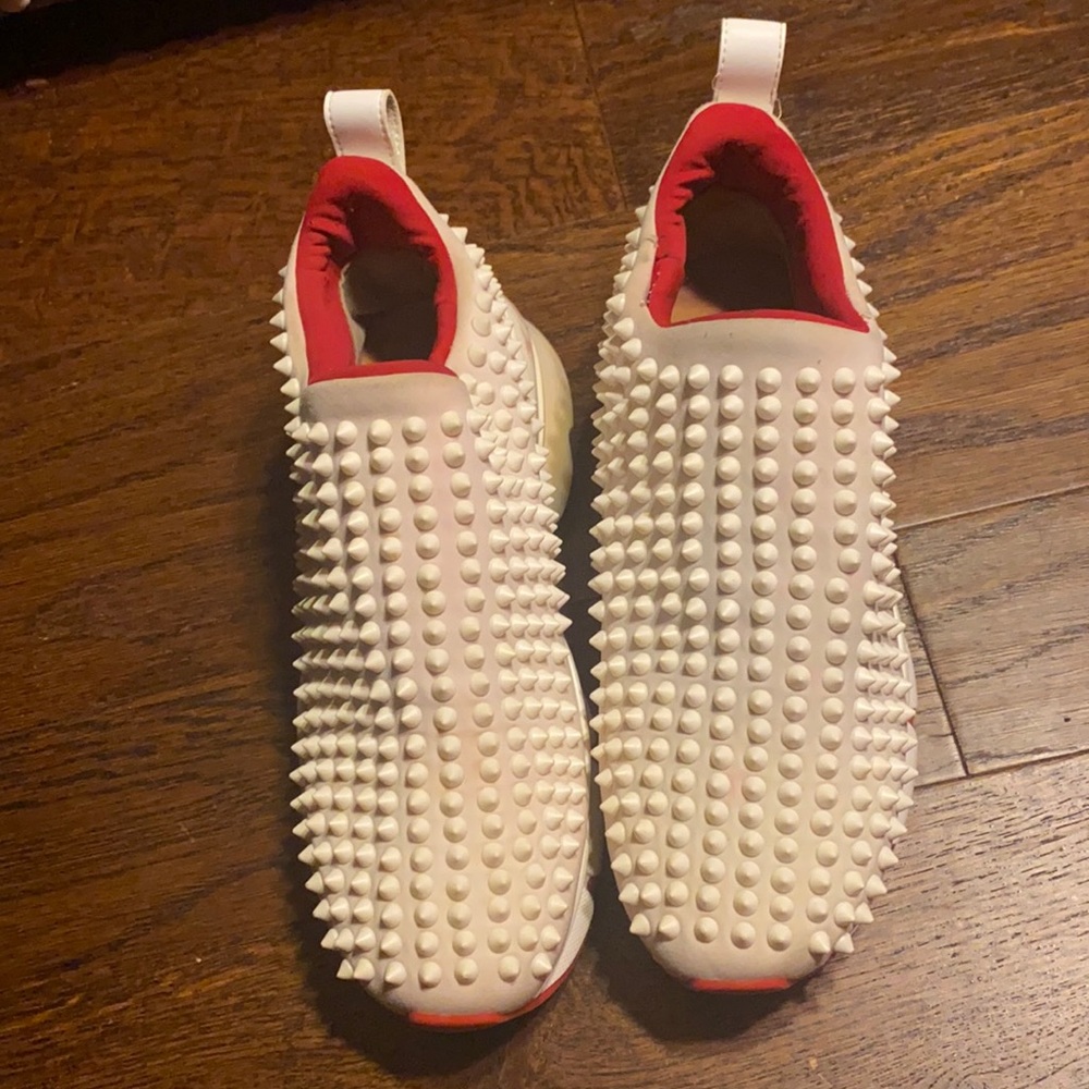 Christian Louboutin White Spike Sock Sneakers Size 37 37.5| Designer Streetwear